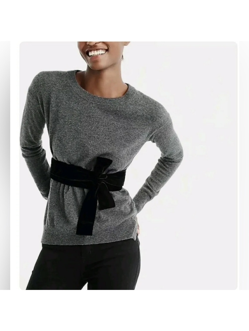 J.Crew Crewneck Cashmere Sweater Velvet Ribbon Size XXS